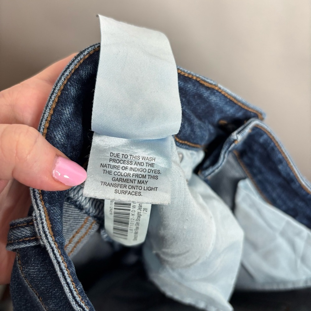 Quince Stretch Mid Rise Slim Straight Jeans size 27 in Dark Wash - Picture 10 of 11
